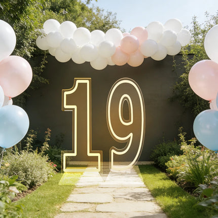 Large Size Warm White LED Neon Numbers Sign 76cm/100cm Stand up & Wall Mounted for Birthday Wedding Celebration Party Decor