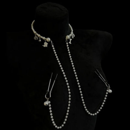 New Bell Nipple Clamps Pearl Collar Body Chain BDSM Training Fetish Breast Bondage Sexy Accessories for Woman Adult Sex Toys