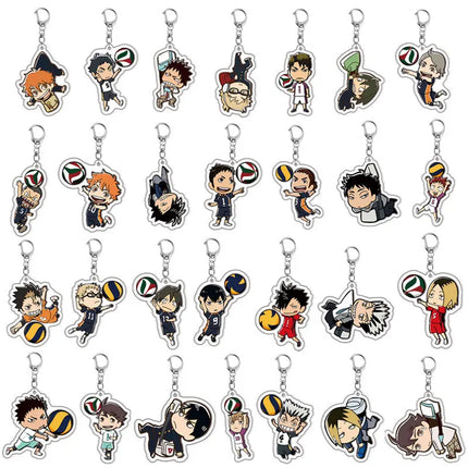 28 Styles Anime Haikyuu!! Acrylic Keychain Hinata Shoyo Tobio Kageyama Daichi Sawamura Cartoon Popular Key Ring Jewelry Charm