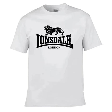 Men's Lion Lonsdale Print Short-Sleeve T-Shirt, Summer Loose and Comfortable Pure Cotton Street Style Oversized
