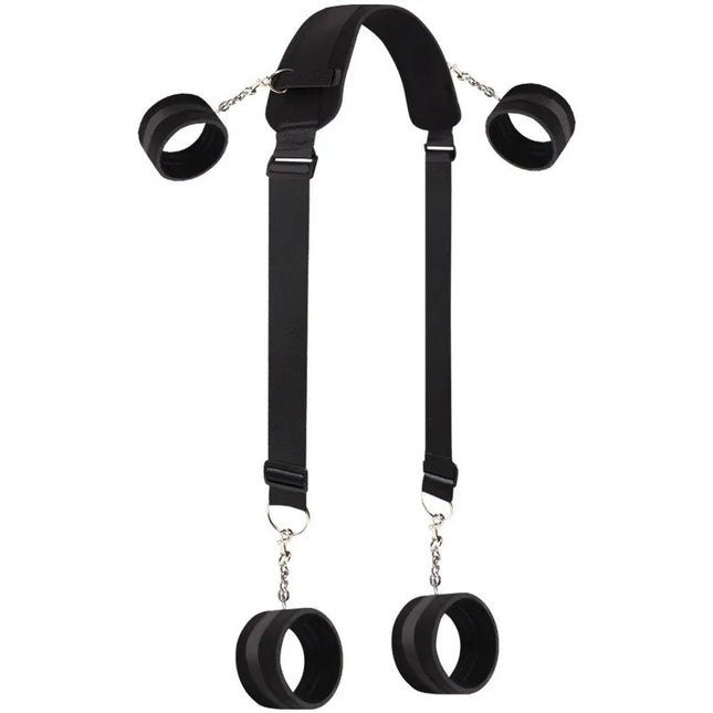 SM Adult Couple Game Sex Bondage BDSM Kit Bed Restraints Set Handcuffs Neck Thigh Ankle Adjustable Sex Toy For Women No Vibrator