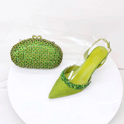 Insightlink Lady High Heels Crystals Shoes and Bag Set Rhinestone Handbag with Sandals for Wedding Gems Clutch Purse with Shoes