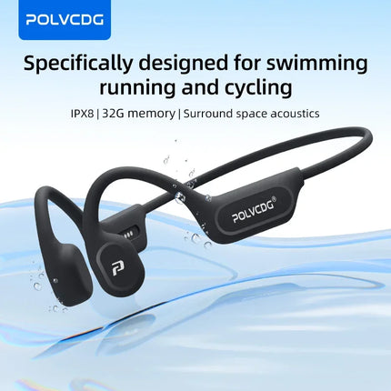 POLVCDG X9 Bone Conduction Earphones 32G IPX8 Waterproof Open Design for Swimming Running Cycling Hanging Earphones