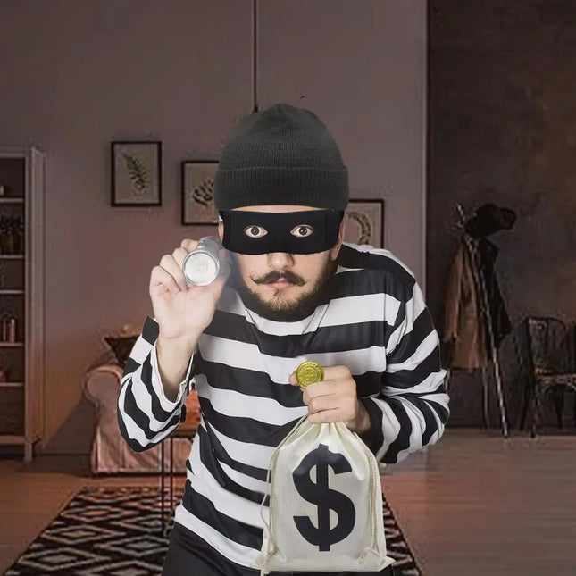 Movie Robber Cosplay Costume Thief Bank Robber Disguise Accessories Set for Women Men Halloween Carnival Party Clothes Role Play