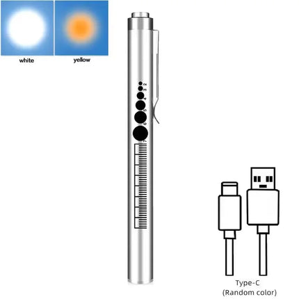 USB Rechargeable Stainless Steel Pen Light, Mini Medical LED Flashlight for Pupil Oral Check, Portable Handy Torch Lamp