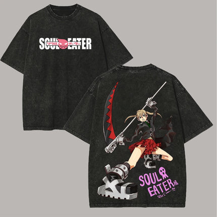 Soul Eater Anime Lover Washed T-shirt Personality Clothes Oversized Unisex Year-Round Clothing High Quality Hot Product Couples