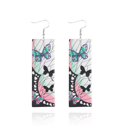 Creative Anime Acrylic Earrings For Women Demon Layer Butterfly Tanjiro Ear Drop Trendy Fans Cosplayer Jewelry Accessories Gifts