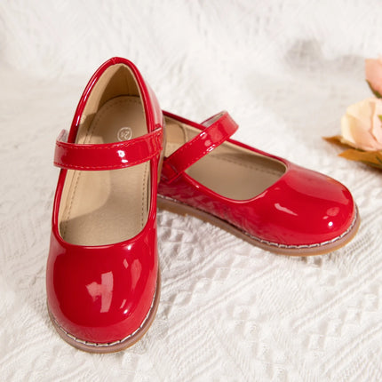 KIDSUN Black Fashion Children's Shoes Girl Formal Buckle Rubber Sole Leather Princess Dress Shoes Classic Size 21-32