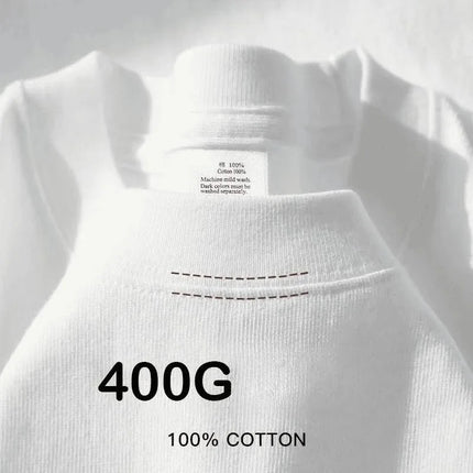 400g Cotton T Shirts Men Short Sleeved Heavyweight Summer Round Neck Loose Breathable Shirt for Men Women Basic Tee
