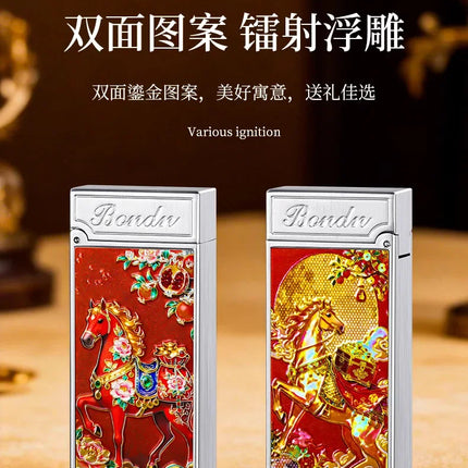 New Voice-controlled Embossed Alloy Kerosine Lighter,Intelligent Voice-controlled Ignition Open Flame Men's Personalized Lighter