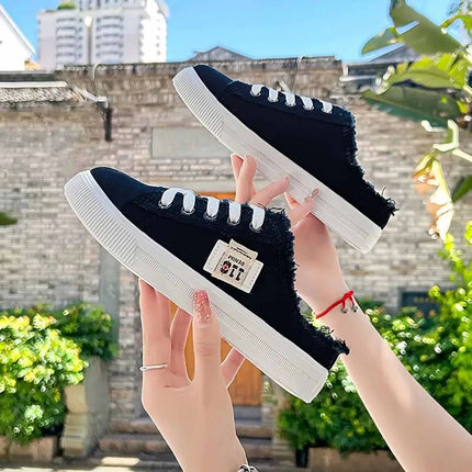 Womens Half Slipper Sneakers Comfortable Women Casual Shoe Lace-up Women Flat Shoes Breathable Canvas Shoes Anti-slip Zapatillas