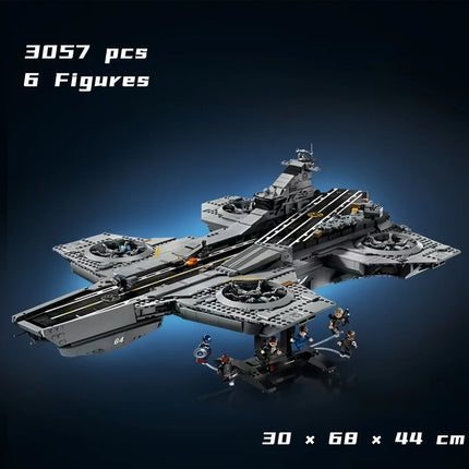 Model Gifts Flying Aircraft Carrier 3057pcs Helicarrier Shield Building Blocks  for Family Decor Christmas Birthday Toy A