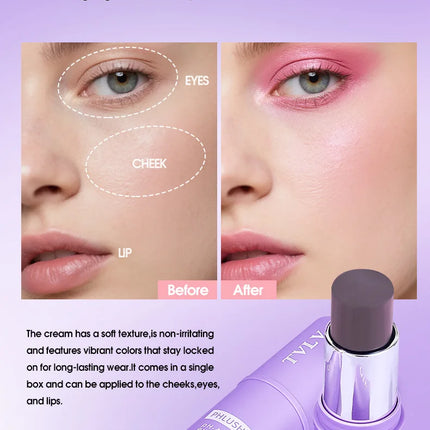 Colorchanging Blush and Lip Balm Dual Applicator Stick Keeps Makeup in Place, Provides Natural Temperature-changing Blush Effect