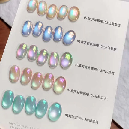 Ice Transparent Crystal Cat Eye Nail Polish Gel Mint Green Glass Bead Cat Eye Nail Magnetic UV Soak Off Gel Varnish Supplies