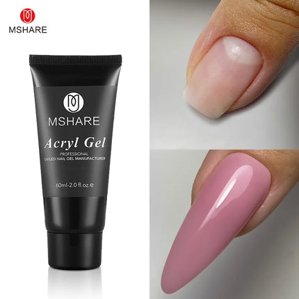 MSHARE Poly Nail Extension Gel TPO Hema Free Milky White Nails 60g Nail Extension Camouflage Quick Building Finger 60ml