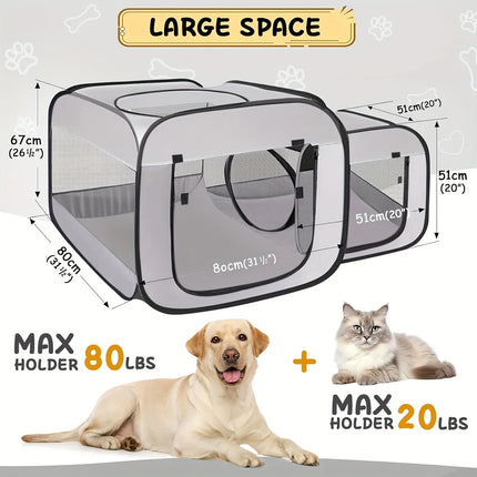 Large Cat Enclosure - Freestanding Design, Portable Indoor/Outdoor Pet Fence, Outdoor Cat Play Area