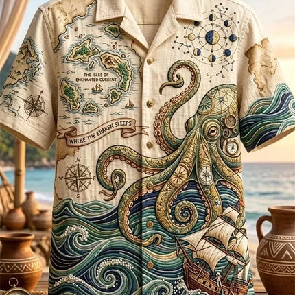 New Wave Cherry Blossom Printed Short Sleeve Shirt Texture Men's Travel and Leisure Versatile Short Sleeve Top