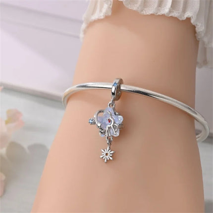 Original 925 Sterling Silver Charms Beads Cute Mushroom Unicorn Love Wings Pearl Charm for Bracelet Pendant Woman Girl Jewelry