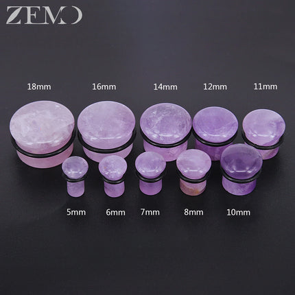 ZEMO 2pcs/lot Natural Stone Ear Plugs and Tunnels Unisex Punk Large Gauges Single Flare Flesh Stretcher Expander Piercings 4-18MM
