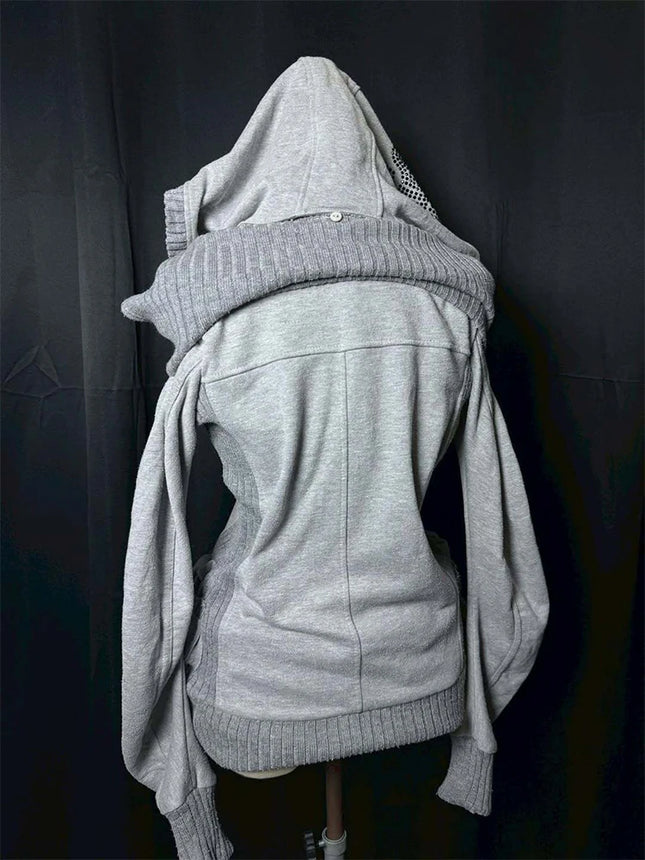 Y2K Gothic retro ladies hooded sweater color matching design Skull pattern hot drilling decoration high street trend 2026 new