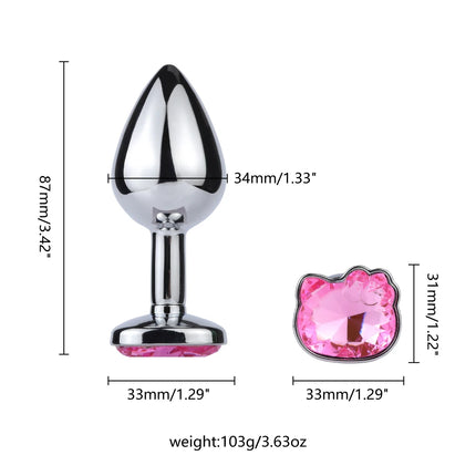 3Sizes Of Cat-faced Gemstone Metal Anal Plug,Unisex Adult Sex Toys for Men Women,Anal Massager,Pleasure Toy,Girls tool,Valentine