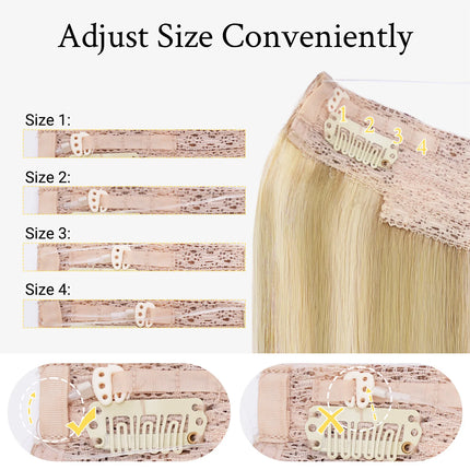 Wire in Hair Extensions Human Hair Straight Fish Line Natural Fusion Hair Extensions with Clips Weft Hair Extensions For Women
