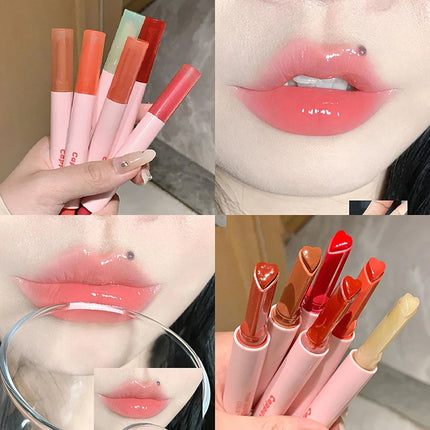 Shimmer Heart Jelly Lipstick Pen Hydrating Ice Rose Solid Lip Gloss Tinted Mirror Finish Water Gloss Pomelo Lip Balm Cosmetics