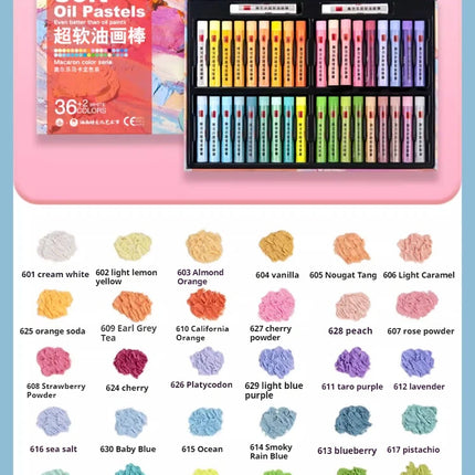 Kuelox Professional Super Soft Oil Pastel Crayon 24/36/48 Colors Artist White Soft Pastels For Painting Stationery Art Supplies