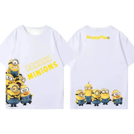Boys and Girls' Short-Sleeved Double-Sided Printed Cute Little Yellow Printed Children's T-shirt Suitable for Summer