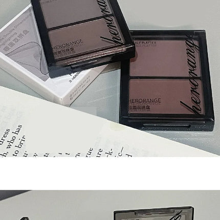 Face Brightening Highlighter,2 Colors Matte Platte Dry and Wet Natural Brightening Setting Powder,High Gloss Face Comestics