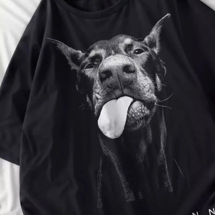 Doberman T-Shirts Women Dog Print Tops Summer O-Neck Oversize T Shirts Casual Soft Short Sleeve Tees Street Women Clothes