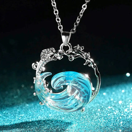 1/3PCS Ocean's Oath Wave Decorative Ring Necklace Earrings Jewelry Set For Women Gift Fashion Sky Blue Decoration Jewelry Gift