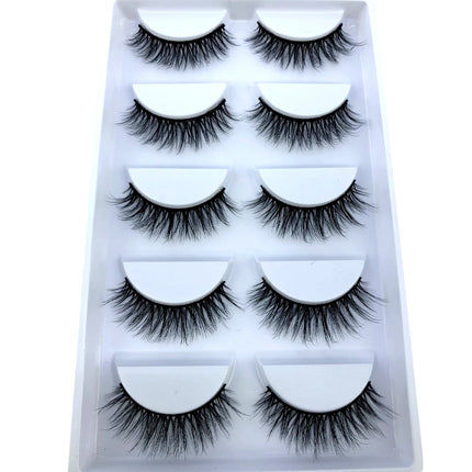 New 5 pairs natural fluffy 3D mink false eyelashes fake lashes makeup kit Mink Lashes extension eye lashes short eyelashes