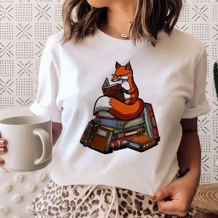 Books Cats Tarot Vintage Tee Fashion T-shirts New Women Summer Tshirt Top Lady Print Female Clothes Short Sleeve Graphic T-Shirt