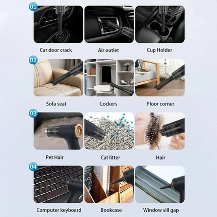 CENRR 98000PA Mini Car Vacuum Cleaner Cordless Powerful Wireless Car Cleaner HandHeld  Air Gun Portable Vacuum Cleaner