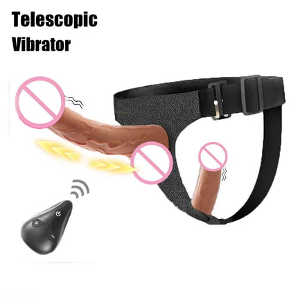 Strap On Double Head Telescopic Dildo Vibrator Realistic Wearable Massager Artificial Panties For Lesbian Adult Products Sex Toy
