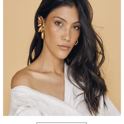 Hot Selling 18K Gold Color Stainless Steel Multilayer Ear Clip Waterproof Metal Unique Fashion Trendy Women Gift