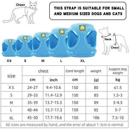 Dog Harness Pet Leash Vest-style Cat Breathable Adjustable Rope Reflective Pet Supplies Small Medium Dog Walking Harness Lead