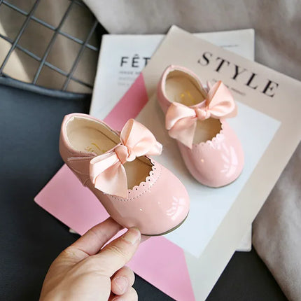 Toddlers Girls Shoes Children's Flats PU Patent Leather Kids Dress Shoes Soft Cute Princess Sweet With Butterfly-knot Bowtie New