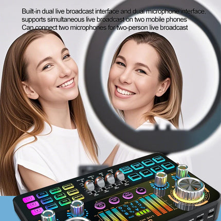 FUHAM S30 audio mixer, live sound card with DJ mixing effects and voice-changing features, music recording equipment sound card