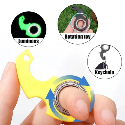 Hot Sale Funny Release fidget spinner Keychain Stress Relief Rotating Keyring Finger Flying Ring Relieve Anxiety Toy Gift