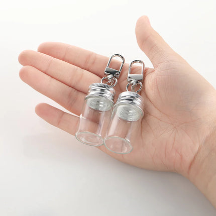 1-10Pcs Glass Wish Keychain Bottle for DIY Decoration Craft Couple Keychain Keyrings Funny Pendant Lanyard Keycord Jewelry Gift