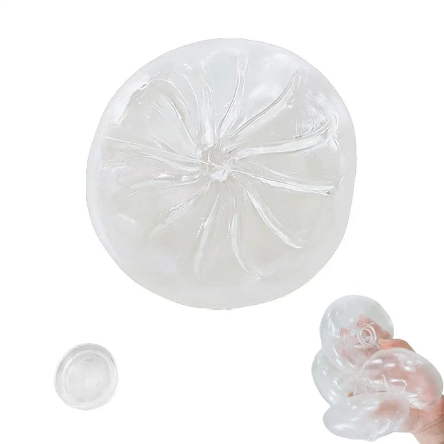 8cm Transparent DIY Bun Stress Relief Toy Crystal Clear Squeeze Fidget Ball For Anxiety Relief Office Home Decor