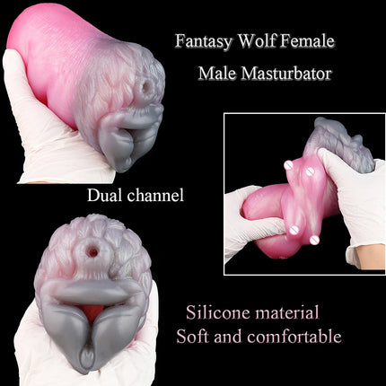 YOCY Animal Wolf Male Masturbator Sexy Breast Silicone Penis Stroker Pocket Pussy Lifelike Vagina Onahole Sex Toys For Adult Men