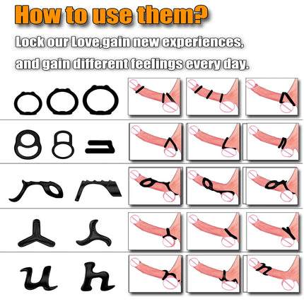 Penis Ring Silicone Cock Rings Delay Ejaculation Scrotal Binding Ball Stretcher Erection Enhancing Lock Cockring Sex Toy for Men