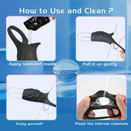 Female Vagina G-Spot Stimulation Vibrating Penis Sleeve Cock Ring Adult Sex Toys for Men Penis Ring VibratorMale Couple Sex Toy