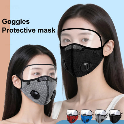 Men's Cycle-Ready Face Mask with Active Carbon Filters and Dust Goggles