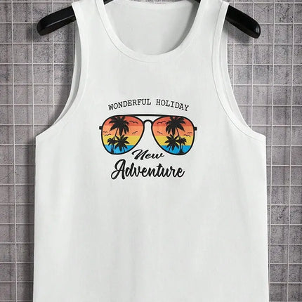 Summer Daily Casual Men's Sleeveless T-shirt Hawaiian Men's Tank Top Outdoor Beach Men's Tank Top Street Fashion Men's Tank Top