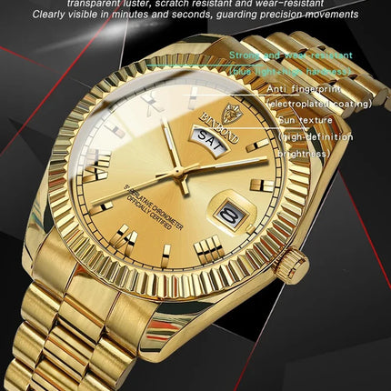 Fashion Men's Quartz Watch, Top Brand Sports Quartz Men's Watch, Stainless Steel Waterproof Date Week Watch, Men's watches for men