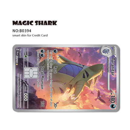 Magic Shark Tyranitar Pawmot Clefable Pokemons Slowking Victini Ex Soft PVC No Fade Skin Sticker for Credit Debit Metro Card